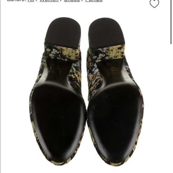 New SANDRO Paris Elise Floral Print Pumps Shoes Size 40 Black with straps - Picture 6 of 12